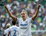 Ada Hegerberg har en række fine kåringer på sit cv, og hun har fire gange sejret i Champions League med Lyon.    Foto: Balazs Czagany/Ritzau Scanpix