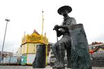 Her ses statuen af Robert Baden-Powell i Poole.  Foto: Matthew Childs/Ritzau Scanpix