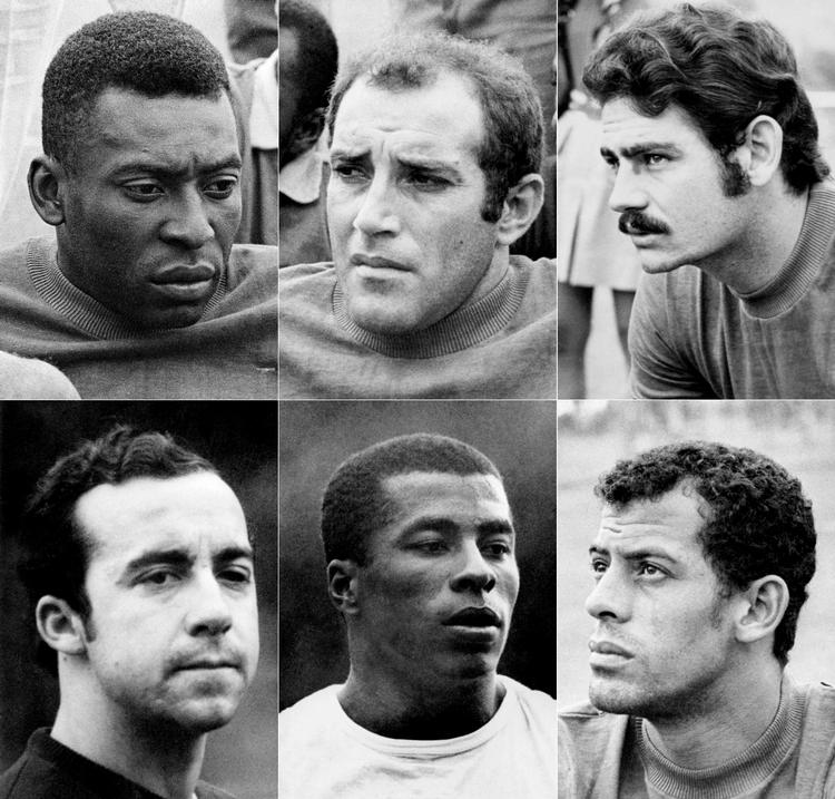 Pelé, Gérson, Roberto Rivellino, Tostão, Jairzinho og Carlos Alberto var blandt aktørerne på det måske bedste brasilianske fodboldlandshold nogensinde. Holdet tog VM-guld i 1970 efter seks sejre på stribe.  Foto: -, Staff/Ritzau Scanpix