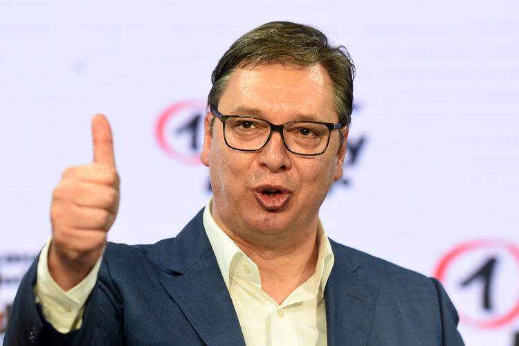 Præsident Aleksandar Vucics parti vandt en jordskredssejr i Serbien efter et valg, der internationalt beskrives som en farce.  Foto: Aleksandar Dimitrijevic/Ritzau Scanpix