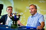 Partiformand Kristian Thulesen Dahl og gruppeformand Peter Skaarup holder pressemøde ved Dansk Folkepartis sommergruppemøde i Rebild sidste år.   Foto: Ernst van Norde