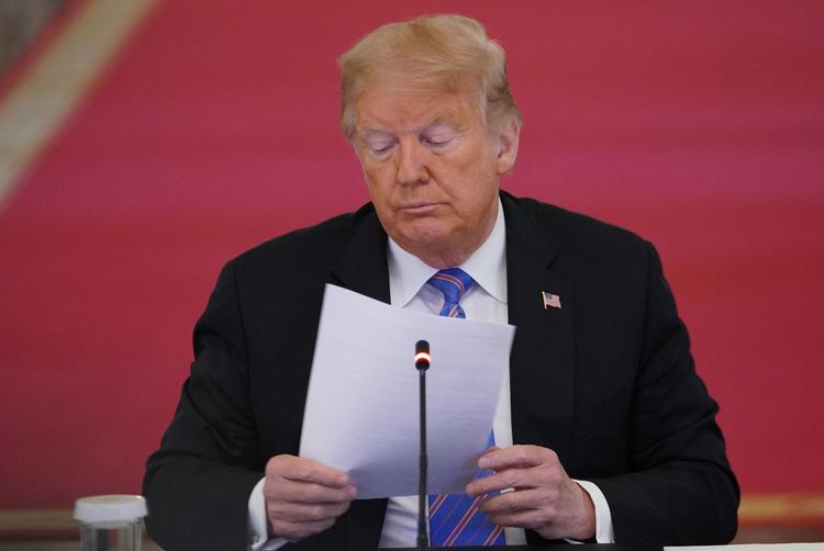  Trump i østværelset i Det Hvide Hus i søndags: 'Det blev jeg ikke briefet om'. Men det var han åbenbart alligevel. blevet... Foto: Mandel Ngan/Ritzau Scanpix