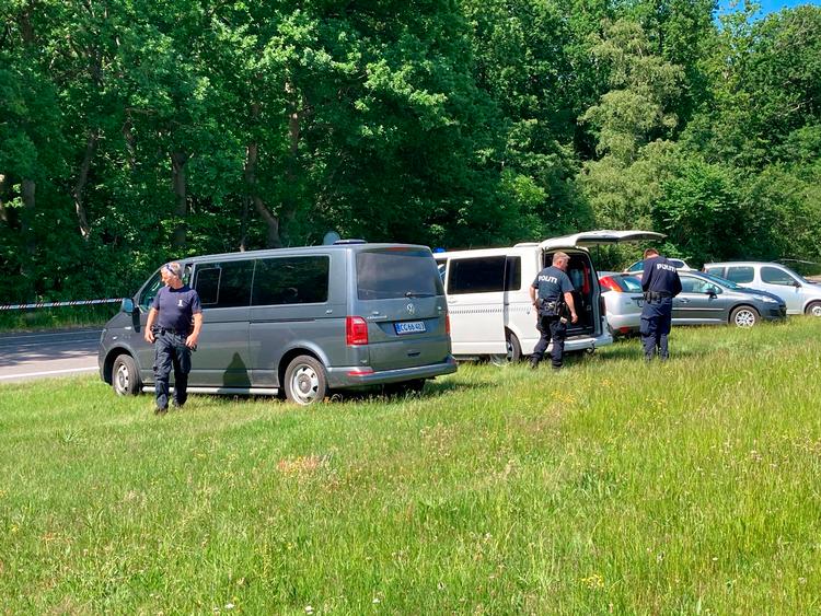 Politiet ved gernngsstedet efter drabet. Foto: Presse-foto.dk/Ritzau Scanpix