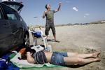 Tyske turister på Fanø i sidste måned efter at der igen blev åbnet for grænsen.  Foto: Mads Nissen/POLFOTO