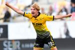 Jeppe Kjær, der er U16-landsholdsspiller, havde leveret måloplæg i de to foregående kampe, og i karrierens blot 7. professionelle kamp fik han scoret.  Foto: Ernst van Norde/Ritzau Scanpix