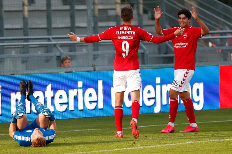 Wahid Faghir jubler efter sin scoring til 2-0 for Vejle.  Foto: Claus Bjørn Larsen/Ritzau Scanpix