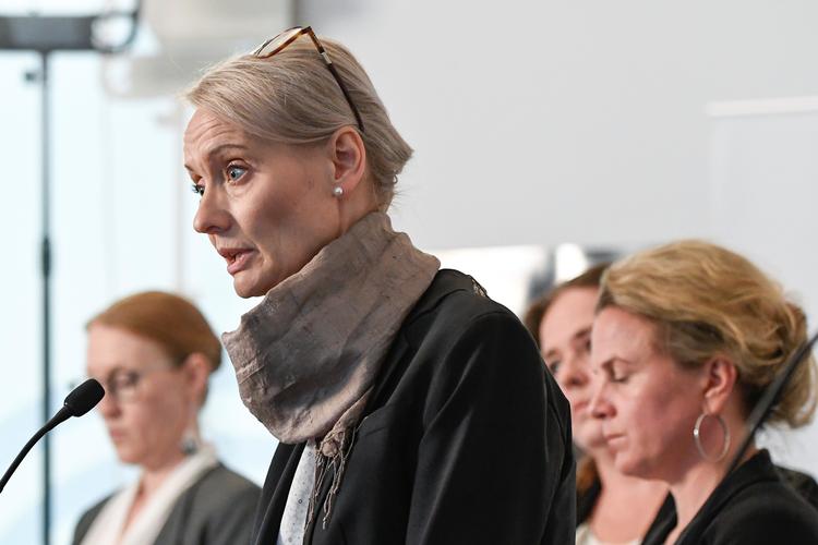 Karin Tegmark Wisell, afdelingschef ved Folkhälsomyndigheten, fotograferet ved et tidligere pressemøde.  Foto: Tt News Agency/Ritzau Scanpix