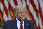 Donald Trump brugte tirsdag på et pressemøde foran Det Hvide Hus situationen i Hongkong til at kritisere Kina og Demokraternes præsidentkandidat, Joe Biden. Foto: Jonathan Ernst/Ritzau Scanpix