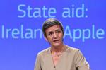 Margrethe Vestager fotograferet på et pressemøde i 2017, hvor hun fortæller om sagsanlægget mod Apple.  Foto: Emmanuel Dunand/Ritzau Scanpix