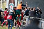 Lyngby vandt den første kamp i Hobro 2-1 og kan nøjes med uafgjort hjemme.   Foto: Henning Bagger/Ritzau Scanpix