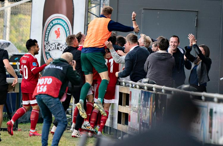 Lyngby vandt den første kamp i Hobro 2-1 og kan nøjes med uafgjort hjemme.   Foto: Henning Bagger/Ritzau Scanpix