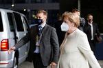 Tysklands kansler, Angela Merkel, efter forhandlinger sent i nat.  Foto: Johanna Geron/Ritzau Scanpix