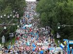 Det er tredje weekend i træk, at tusindvis af demonstranter går på gaden i Khabarovsk Foto: Stringer/Ritzau Scanpix