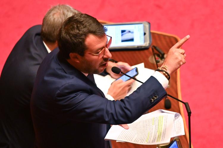  Matteo Salvini tog selv ordet under den debat i Senatet, der endte med, at han mistede sin immunitet. 
 Foto: Andreas Solaro/Ritzau Scanpix