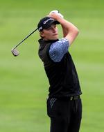 I en solid tredje runde var Rasmus Højgaard tæt på en eagle med et chip på 17. hul, men det blev til den sjette birdie og er samlet andenplads inden finalerunden. Foto: Mike Egerton/Ritzau Scanpix
