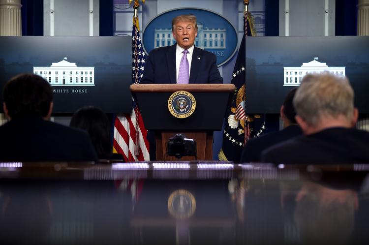 Præsident Trump til et pressemøde denne uge i Det Hvide Hus.  Foto: Olivier Douliery/Ritzau Scanpix