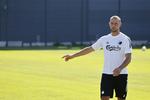 Kamil Wilczek var allerede torsdag formiddag i aktion til FCK-træningen. Foto: Jens Dresling/POLFOTO