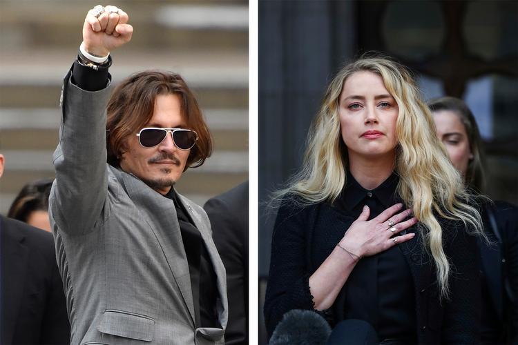 57-årige Johnny Depp og 34-årige Amber Heard foran  The Royal High Court i London i juli måned, mens sagen kørte. Dommen faldt mandag.   Foto: Toby Melville / Simon Dawson / Ritzau Scanpix