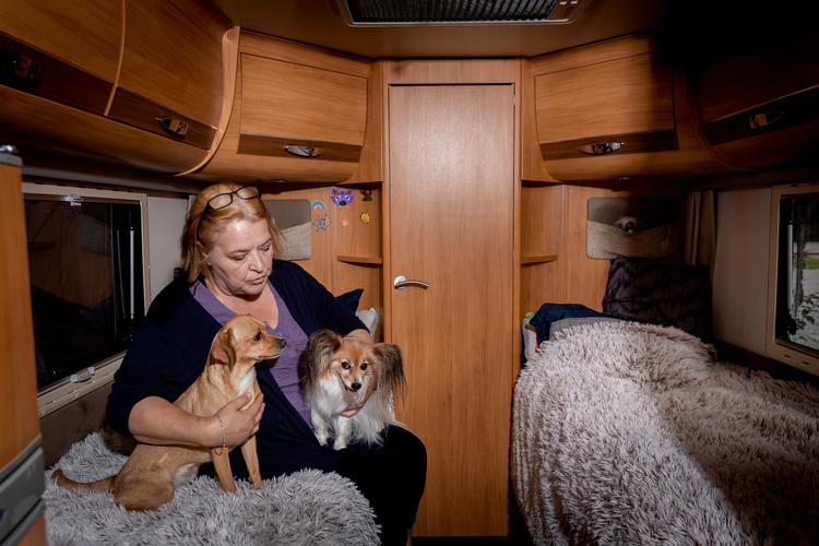 Det bedste Susanne ved, når hun er på camping, er morgenerne med brunch, et spil på iPaden og en gåtur med hundene. Børnebørnene er også ofte forbi. Foto: Mads Nissen/POLFOTO