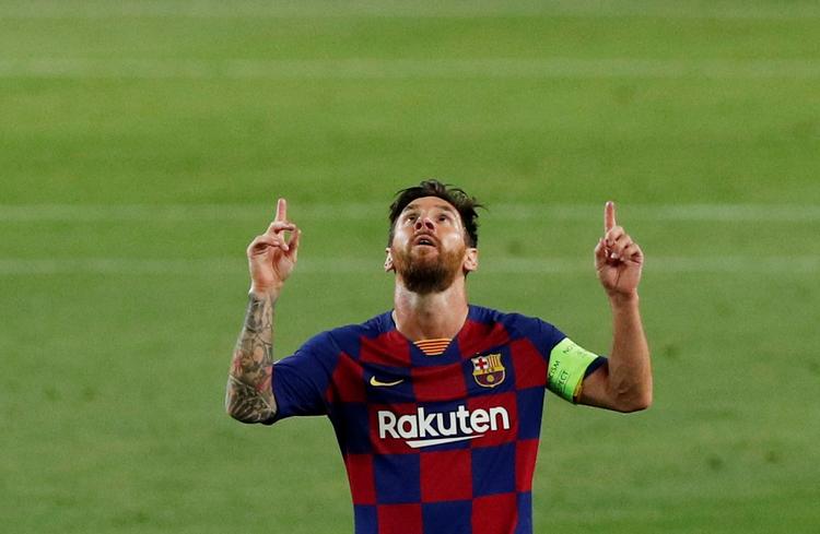  Lionel Messi ligner en, der beder om hjælp fra de højere magter. Det kunne Barcelona måske godt have brug for mod Bayern.  Foto: Albert Gea/Ritzau Scanpix