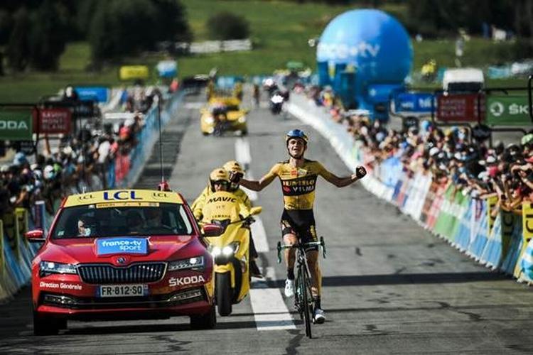 I kaptajnens fravær sikrede amerikaneren Sepp Kuss sig en flot sejr på sidste etape i Critérium du Dauphiné. Foto: ASO/Alex Broadway. 