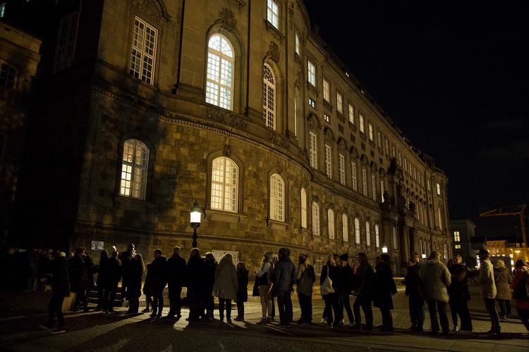 Kulturnatten i København 2020 er aflyst. Her ses Christiansborg under Kulturnatten i 2016.  Foto: Thomas Borberg/POLFOTO