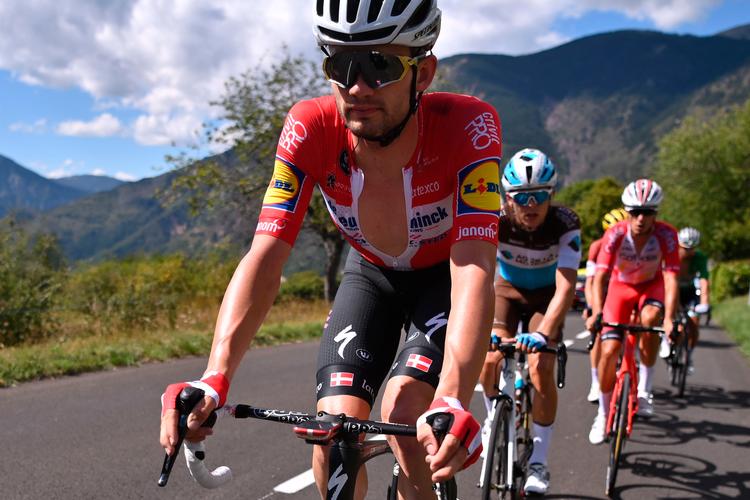Kasper Asgreen fører an i dagens lange udbrud. Foto: Marco Bertorello/Ritzau Scanpix