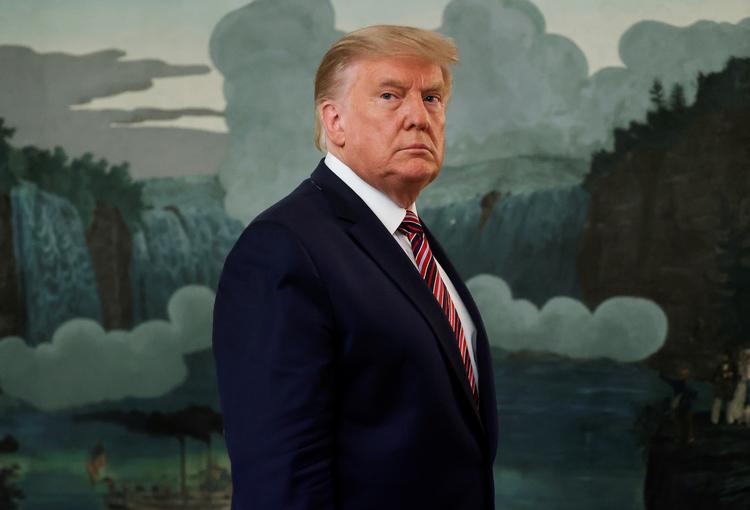 Donald Trump ved onsdagens pressemøde, hvor han måtte forsvare sig mod Bob Woodwards afsløringer. Foto: Jonathan Ernst/Ritzau Scanpix