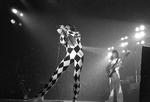 Freddie Mercury på scenen med Queen i Brøndbyhallen i 1977, der var året, hvor bandet kom med kæmpehits som 'We Are the Champions' og 'We Will Rock You'.  
 Foto: Jesper Stormly Hansen/POLFOTO