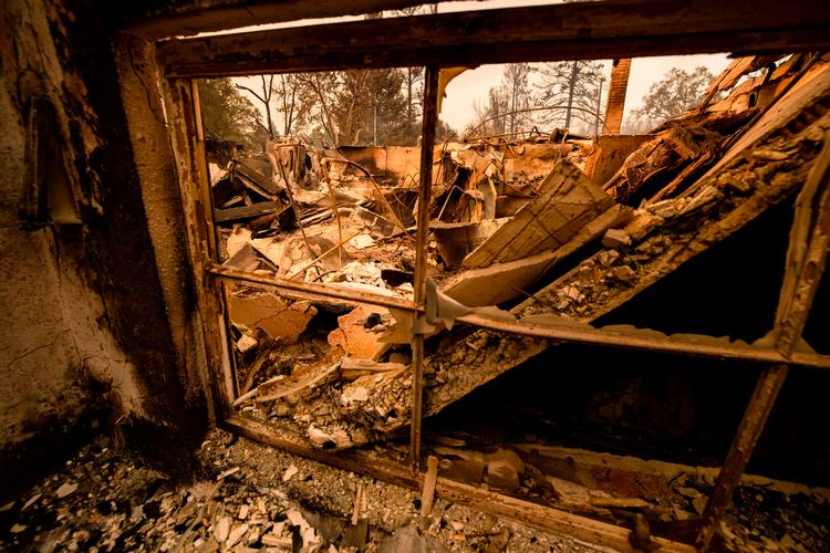   Resterne af skolen Foothills Elementary School står tilbage, efter en brand har saseret Napa Valley i Californien.  Foto: Samuel Corum/Ritzau Scanpix