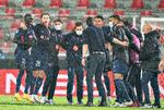     FC Midtjylland fejren sejren i Champions League-playoff i kvalifikationskampen FC Midtjylland mod Slavia Prag på MCH Arena i Herning, onsdag den 30. september 2020.. (Foto: Henning Bagger/Ritzau Scanpix)   Foto: Henning Bagger/Ritzau Scanpix