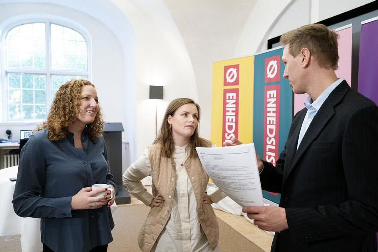 Rosa Lund, Mai Villadsen og Rune Lund er blandt Enhedslistens højest placerede navne på listen over partiets kommende folketingsmedlemmer. Foto: Claus Bech/Ritzau Scanpix