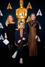 Sigrid Dyekjær (tv.) Feras Fayyad ( i midten) og Kirstine Barfod (tv.) til Oscar Week i Beverly Hills. Foto: Valerie Macon/Ritzau Scanpix Foto: Valerie Macon/Ritzau Scanpix