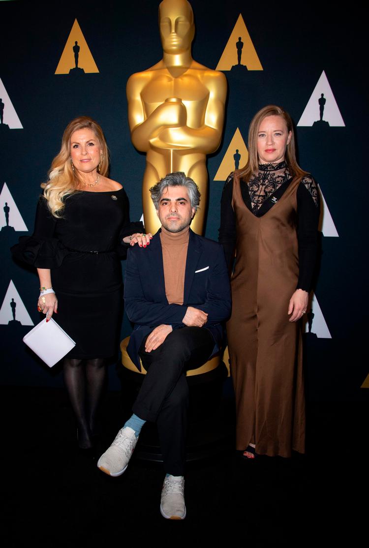 Sigrid Dyekjær (tv.) Feras Fayyad ( i midten) og Kirstine Barfod (tv.) til Oscar Week i Beverly Hills. Foto: Valerie Macon/Ritzau Scanpix Foto: Valerie Macon/Ritzau Scanpix