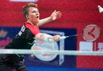 Tredjeseedede Anders Antonsen vandt onsdag sit første vigtige opgør i syv måneder med cifrene 21-12, 21-14 over Ajay Jayaram i Denmark Open i Odense.  Foto: Claus Fisker/Ritzau Scanpix