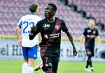 FC Midtjyllands Pione Sisto har scoret til 3-1 i 3F Superliga kampen FC Midtjylland mod OB på MCH Arena i Herning. Foto: Henning Bagger/Ritzau Scanpix