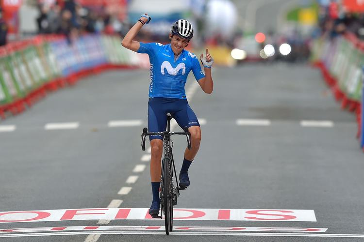 Marc Soler jubler over sejren på 2. etape i Vuelta a España. Foto: Ander Gillenea/Ritzau Scanpix