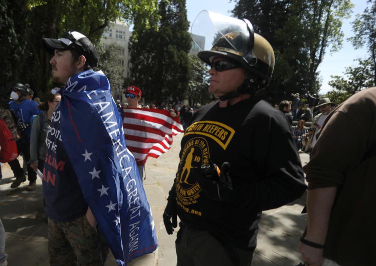Gruppen Oath Keepers har blandt andre varslet, at de vil bevogte valgsteder i USA. Foto: Jim Urquhart/Ritzau Scanpix