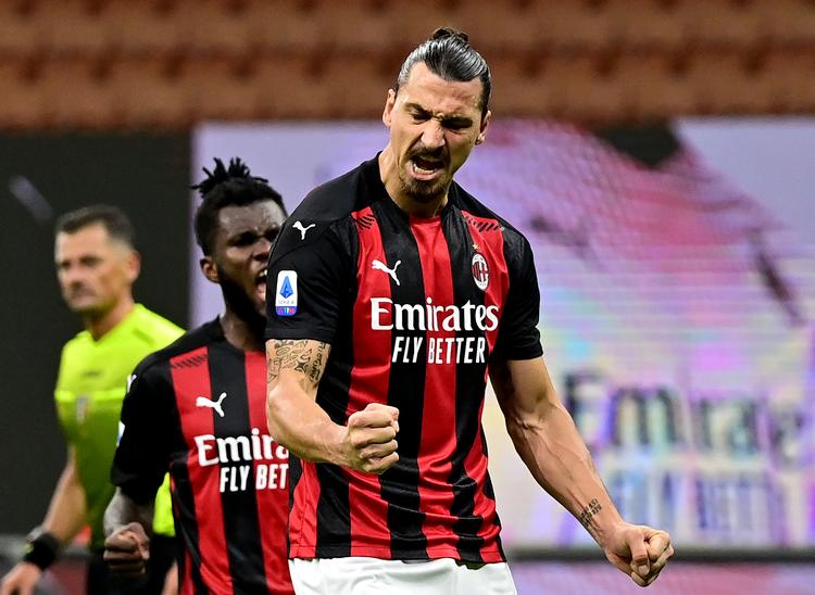 Med sine 2 scoringer i mandagens kamp er Zlatan Ibrahimovic oppe på 138 mål i Serie A for Milan (58), Inter (57) og Juventus (23). Foto: Miguel Medina/Ritzau Scanpix
