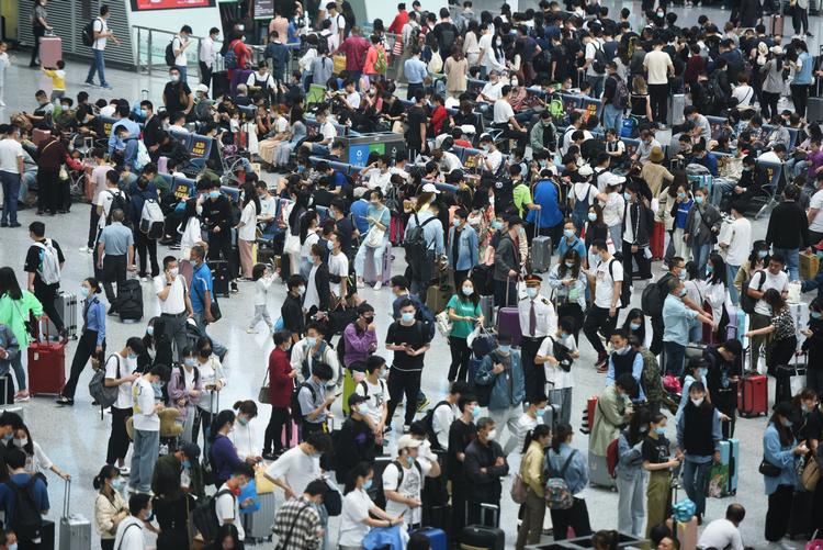 Kina oplevede et rejseboom inden for landets grænser i starten af oktober. Er man 'grøn' i sin sundhedsapp, kan man rejse i Kina.  Foto: Str/Ritzau Scanpix