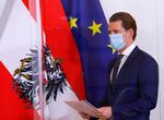     Østrigs kansler, Sebastian Kurz, fortæller på et pressemøde om nedlukningen af landet.   Foto: Leonhard Foeger/Ritzau Scanpix