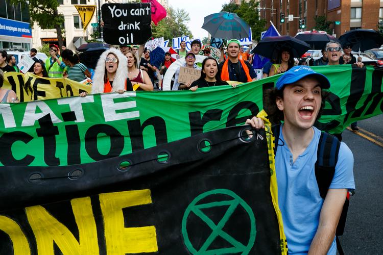 Sidst, demonstranter lukkede Washington ned, var i september sidste år under FN's klimatopmøde. Foto: Jacquelyn Martin/Ritzau Scanpix