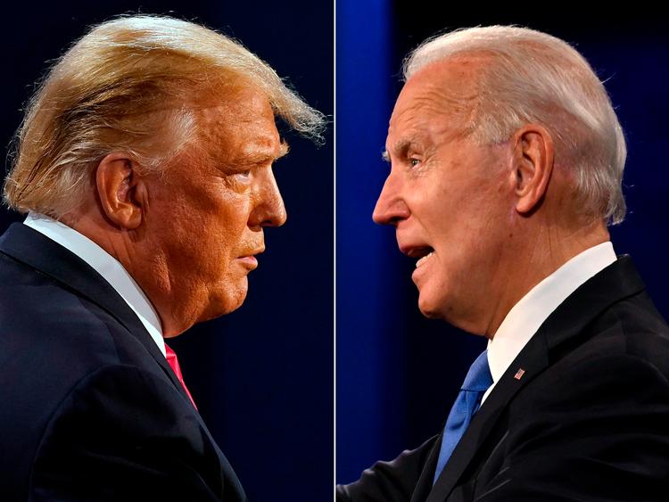 I forbindelse med præsidentvalget i USA har de danske medier 'kaldt' delstaterne til henholdsvis Trump eller Biden, efterhånden som stemmerne er løbet ind.  Foto: Morry Gash, Jim Watson/Ritzau Scanpix