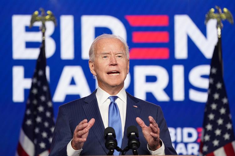 Biden taler tidligt lørdag morgen dansk tid i Delaware. Foto: Kevin Lamarque/Ritzau Scanpix