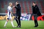 I sin første kamp som FCK-træner vandt Jess Thorup med 2-1 over upåagtede Avarta i pokalturneringen, mens han og Nicolai Boilesen søndag tabte superligadebuten med 4-0 til FC Midtjylland.  Foto: Jens Dresling/POLFOTO