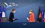 Det var det tysk-franske makkerskab mellem præsident Macron og kansler Merkel, der banede vejen for EU’s store genopretningsfond.  (John Thys, Pool Photo via AP)   Foto: John Thys/Ritzau Scanpix