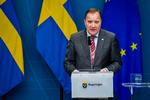 Sveriges statsminister, Stefan Löfven, ved dagens pressemøde.  Foto: 10060 Henrik Montgomery/tt/Ritzau Scanpix