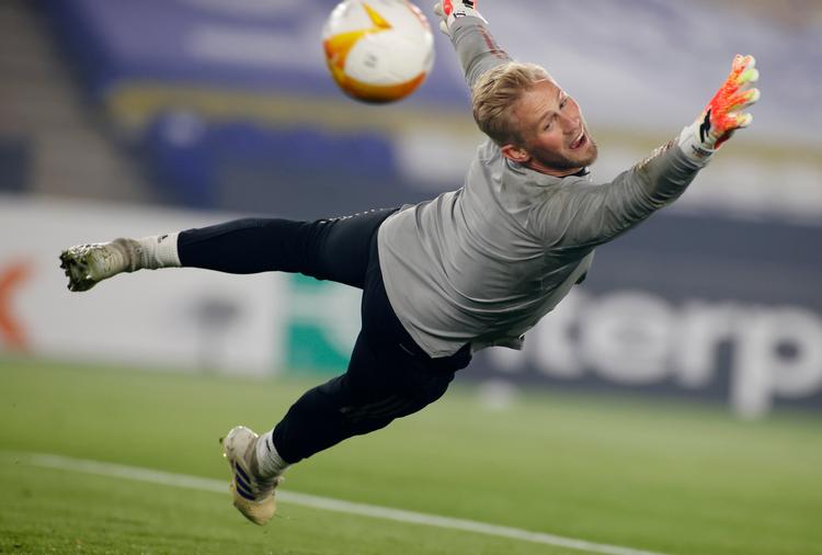 Det bliver formentlig alligevel Kasper Schmeichel, der kommer til at vogte målet, når Danmark søndag møder Island i Nations League. Foto: Phil Noble/Ritzau Scanpix