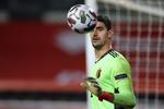 Med sine 80 har Real Madrid-målmanden Thibaut Courtois 6.-flest landskampe i den aktuelle belgiske trup. Foto: Kenzo Tribouillard/Ritzau Scanpix