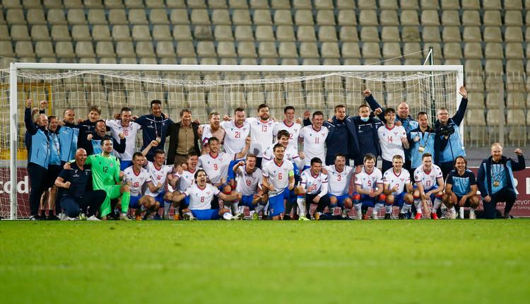 Efter 1-1 ude mod Malta og i alt 6 gruppekampe uden nederlag kravler Færøerne et niveau op i Nations League. Foto: Darrin Zammit Lupi/Ritzau Scanpix